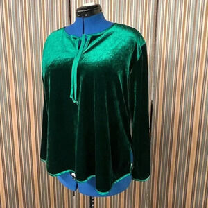 Oscar de la Renta Green Velvet Top Woman’s Large